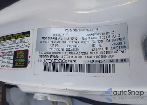 2012 Mazda Cx-9 Touring from USA, damaged, VIN JM3TB3CV5C0358058